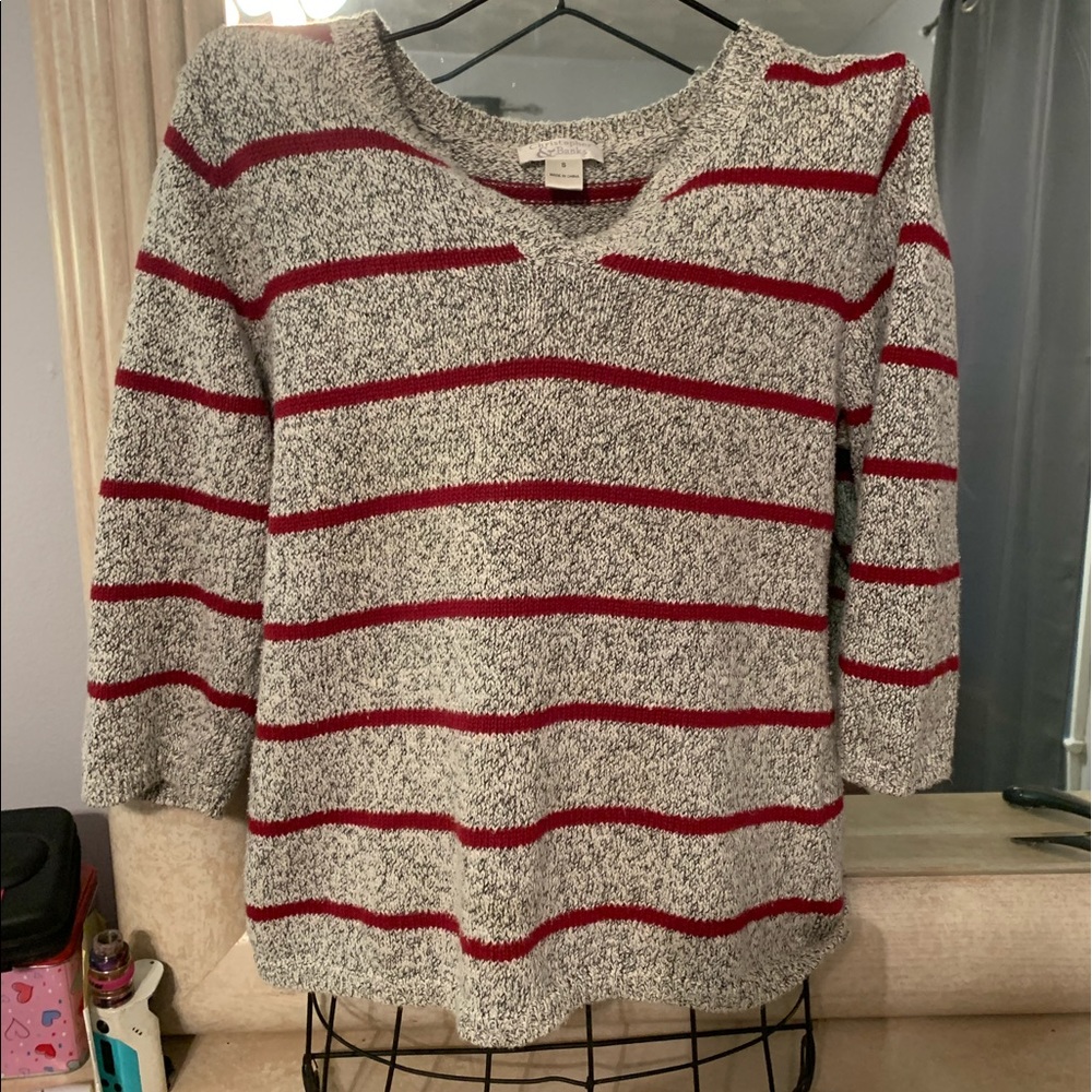 Gray and red stripped sweater